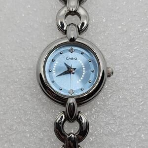 Casio Ice Baby Aqua Blue Sunburst Dial Chain link Bracelet 20mm Silver Watch